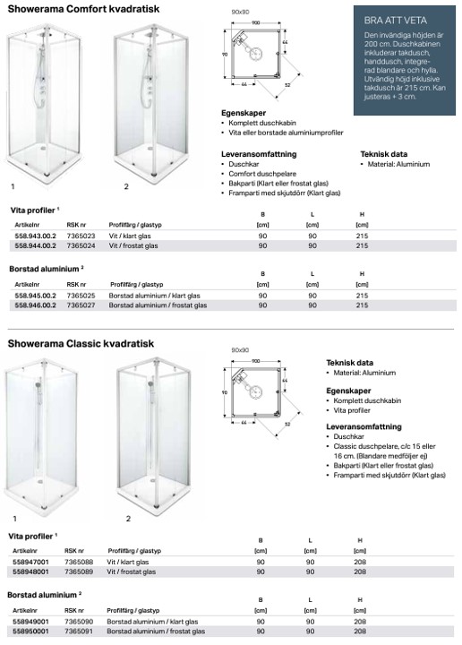 Showerama Comfort kvadratisk - Bild 3